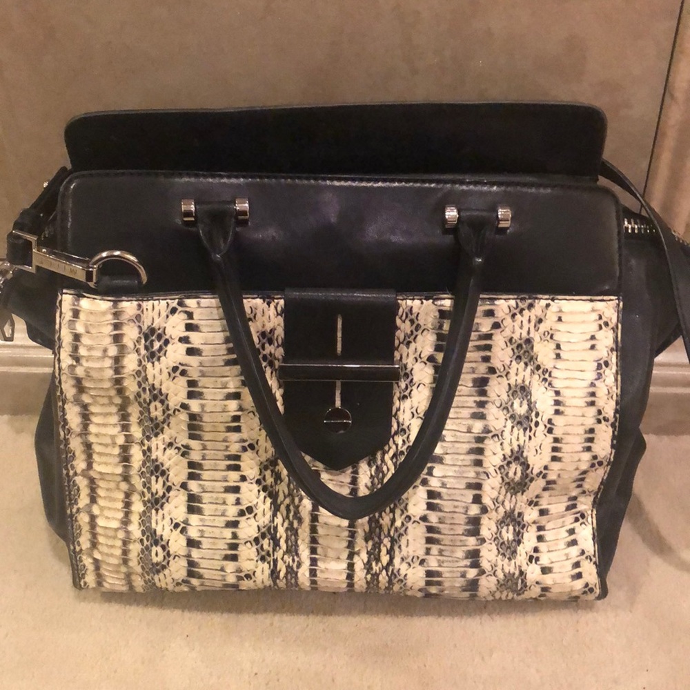 Great! Milly snake skin and black leather shoulder bag